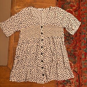 Cream and black spotted mini dress - 14